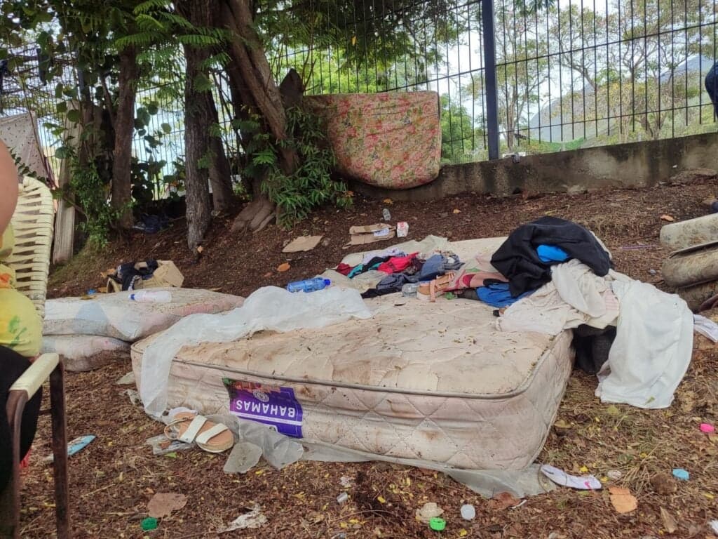 Campamento transitorio en La Guaira: sobrevivientes improvisan toldos y aseguran que escasea la comida