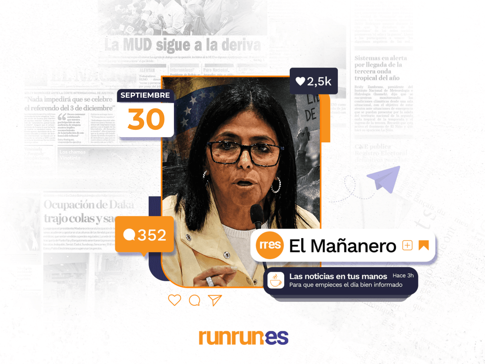 El Mañanero del 30 de septiembre: Delcy Rodríguez pide reformar la Ley Contra el Odio